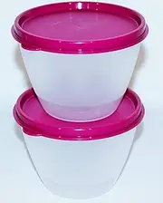 [Tupperware] Set of 2 Refrigerator Bowls 14 Ounces Purple and Sheer