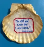 ‘Be Still And Know That I Am GOD’ PSALM 46:10 Seashell Ring Trinket