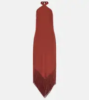 [Taller Marmo] Taller Marmo Nina fringed crêpe cady maxi dress AU 16 red