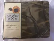 NWT AT HOME LUXERY PERCALE NO IRON FULL SHEET SET - TREE BRANCH PATTERN - PEACH