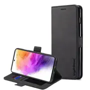 For Samsung Galaxy A73 5G SupRShield Wallet Leather Card Holder Flip Protective Shockproof Magnetic Case Cover (Black)