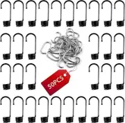 50 PCs Plastic Coated Bungee Cord Hooks Spiral Bungee Hooks and 50 PCs Hog Rings
