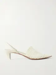 [NEOUS] NEOUS - Acantho Fishnet And Leather Slingback Pumps - Cream - IT35 IT 35 Cream