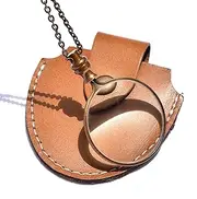 10X Magnifying Glass Pendant Necklace with 40mm Diameter Glass Lens, Antique Brass Finish, Portable, Ideal for Reading, Jewelry Inspection, Gift