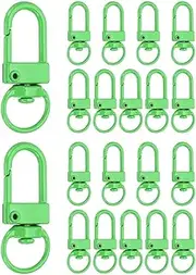 uxcell Metal Lobster Claw Clasps, 20 Pack Swivel Lanyards Trigger Snap Hooks Keychain Clips with Key Rings for Making Bags Purses Straps DIY Crafts Necklace Findings, Green