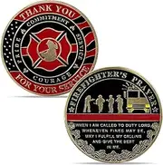 Thin Red Line Firefighter Challenge Coin Fireman Prayer Coin