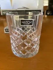 Set of 4 Heavy Cut Crystal Whiskey Double Old Fashion Glass - 4" Hatch
