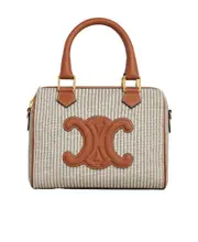SMALL BOSTON CUIR TRIOMPHE in STRIPED TEXTILE AND CALFSKIN One size light brown