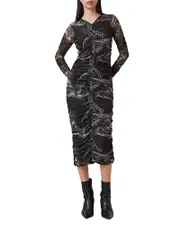 Allsaints Keiko Long Sleeve Mesh Dress