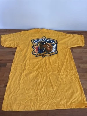 Vintage Camel Cigarettes T Shirt Smooth Character Yellow Size L 1990s New Rare
