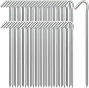 AAGUT Tent Stakes, Tent Stake Metal Garden Edging Fence Hooks Yard Camping Stake Heavy Duty Galvanized 9 Inch (9 Inch Tent Stakes ONLY, 50)