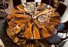 Acacia Wood Clear Epoxy Resin Round Coffee Table Top for Home & Living Decor
