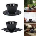 Cast Iron Teacup Coaster Set Retro Tea Cup Creative Teaware Decorative Tea Cup