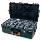 Trekking green & Orange Pelican 1615 case with grey dividers. With lid org.