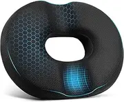 Donut Seat Cushion for Tailbone Pain & Hemorrhoids - Ergonomic Office/Car/Chair Pillow, Coccyx Support, Postpartum & Sciatica Relief, Memory Foam, Black (43x35x7cm)