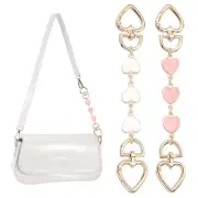 Bag Extender Chain, 2 Pcs Purse Strap Heart Shape Chain, White/Pink