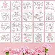 Epakh 20pcs Happy Mother's Day & Father's Day Stencils, 6x6 Inch Decorative Letter Painting Stencil Templates, Reusable Stencils for Scrap DIY Crafts & Home Decor
