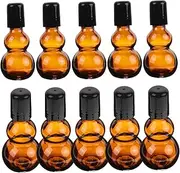 MERRYHAPY 10Pcs Refillable Roller Bottles for Essential Oils and Perfumes Glass Design Leakproof and Portable for Travel and Home Use