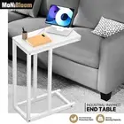 Wood C Shape Coffee Table Bed End Side Table Sofa Snack Tray Laptop Holder Desk