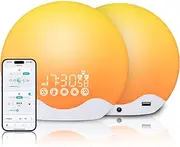 [SWNEPOF] Sunrise Alarm Clock Wake Up Light with App Control, Dual-Sided Light Simulation, 12 Colours, 20 Brightness Levels, Natural Sounds, Dual Alarms, Snooze, USB Charger, Touch Panel