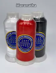 3 X cones spool Embroidery machine polyester thread 5000 yds red white black