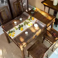 在飛比找Yahoo!奇摩拍賣優惠-新中式pvc桌墊透明軟玻璃茶幾桌布防水防油免洗中國風印花餐桌