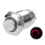 Latching Metal Push Button Switch 12mm Mounting Dia 1NO 6V Red LED Light