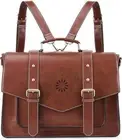 ECOSUSI Laptop Bag Vegan Leather Messenger Brown Briefcase Backpack 15.6