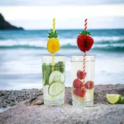Strawberry & Pineapple Fruit Honeycomb Paper Straws 10pk
