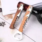 2PCS Wooden Handle Can Opener 4 in 1 Beer Cap Openers Waiters