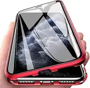 OMIREL Privacy Magnetic Case for Samsung Galaxy A54/A52 Anti Peeping Double Sided Tempered Glass Phone Case Magnetic Adsorption Metal Bumper Case Cover,Red,for Samsung A54