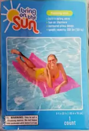 Bring On The Sun Floating Pool Beach Pink Mat 6ft x 30" 220 Lbs w/ Pillow New
