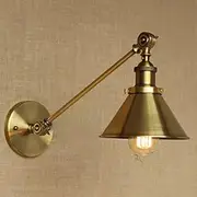 Adjustable Brass Finish 1 Light Wall Sconce - MAYERHK 7" Industrial Wall Lamp Mounted Lighting Fixture with Cone Shade