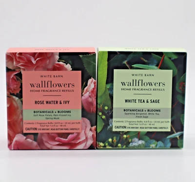 Bath & Body Works Rose Water & Ivy and White Tea & Sage Wallflowers Set - NEW