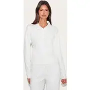 Cream Long Sleeved Super Soft V Neck Button Up Top, Cream