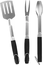 BBQ Tool Set – 3-Piece Outdoor Grilling Accessories with Stainless Steel Spatula & Tongs | Heavy-Duty Cooking Utensils for Barbecue, RV Trips, Backyard Cookouts, and Kitchen Use