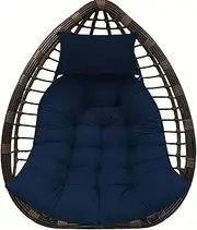 BCKNT Thicken Hanging Basket Seat Cushion with Headrest, Hammock Swing Chair Cushions, Soft Egg Patio Chair Cushion with High Elasticity PP Cotton, for Indoor and Outdoor Garden Offices (with Pillow)