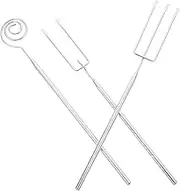 Ciieeo Stainless Steel Chocolate Dipping Forks Set Hot Pot Fondue Forks Metal Fruit Barbecue Tools