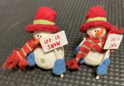 Pier 1 Imports Christmas Decor Table Top Snowmen Let It Snow Set Of 2