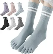 [SGQTZDZQ] 6 Pairs Toe Socks for Women, Multicolor Five Finger Cotton Liner Socks Crew,Ladies Toe Separator Socks for Yoga Running Athletic, Multicolour, 7 US