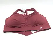 NWT YVETTE BURGUNDY WINE SPORTS BRA L+