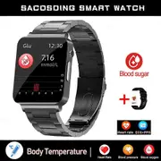 Smartwatch Blood Sugar ECG+PPG Monitoring Blood Pressure Body Temperature Smart Watch For Men Women Clock Fitness Tracker Steel Black