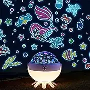Shenzhi Tech Octopus Lamp 3 in 1 Rotating Star Projector, Night Light and Music Player with Remote Control, USB Charging, Suitable for Camping in bedrooms, Living Rooms, Offices