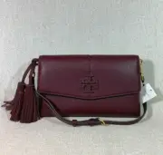 NEW Tory Burch Claret Leather McGraw Cross Body Bag $398