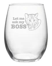 Susquehanna Glass Set of 4 Let Me Ask My Boss Stemless Wine Tumblers
