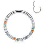 1PC Opal CZ Nose Rings Septum Hoops Hinged Segment Ring 16G Cartilage Earrings