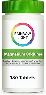 Rainbow Light - Magnesium Calcium + - Supports Nutrition, Digestion, Helps Soothe Muscle Aches & Cramps in Athletes - 180 Tablets