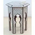 Antique Bone Inlay Mughal Design Octangle Table Wooden Antique Side Table Stool