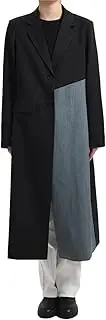 [Generic] Women's Black Plus Denim Contrasting Long Suit Jacket With Lapel And Long Sleeved Color Blocked Jacket