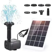 Topyond Solar Fountain, Solar Water Fountain Pump Kit with 3W 5V Solar Panel, 7 Nozzles, Max Water Height 50cm for Bird Bath, Fish Tank, Small Pond Decoration